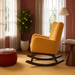 Alistair Modern Rocking Chair | Yellow Velvet & Solid Wood Base | Ashcroft Imports Furniture