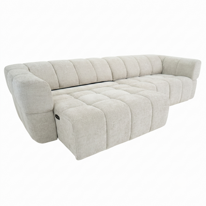 Burntwood Light Brown Chenille PWR Slider Sofa