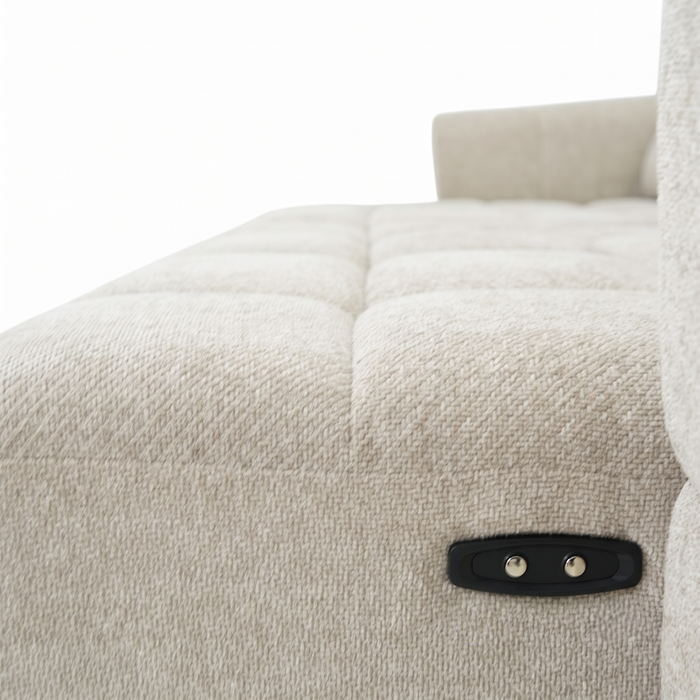 Burntwood Light Brown Chenille PWR Slider Sofa