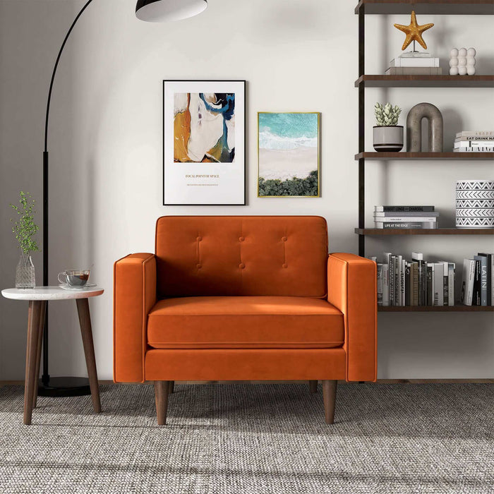 Casey  Burnt Orange Velvet Lounge Chair- Ashcroft Furniture