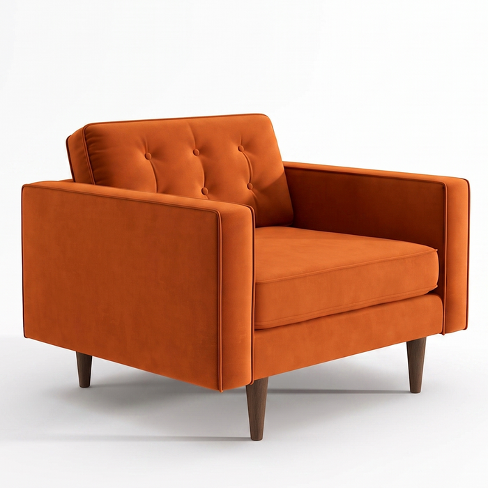 Casey  Burnt Orange Velvet Lounge Chair- Ashcroft Furniture