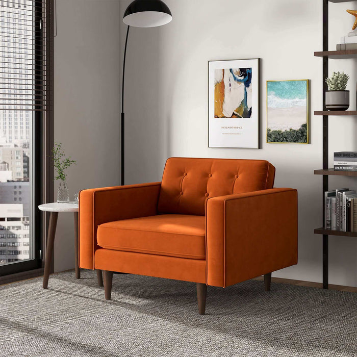 Casey  Burnt Orange Velvet Lounge Chair- Ashcroft Furniture