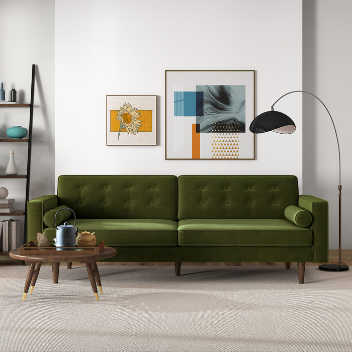 Casey Tufted Back Olive Green Velvet Upholstered Sofa