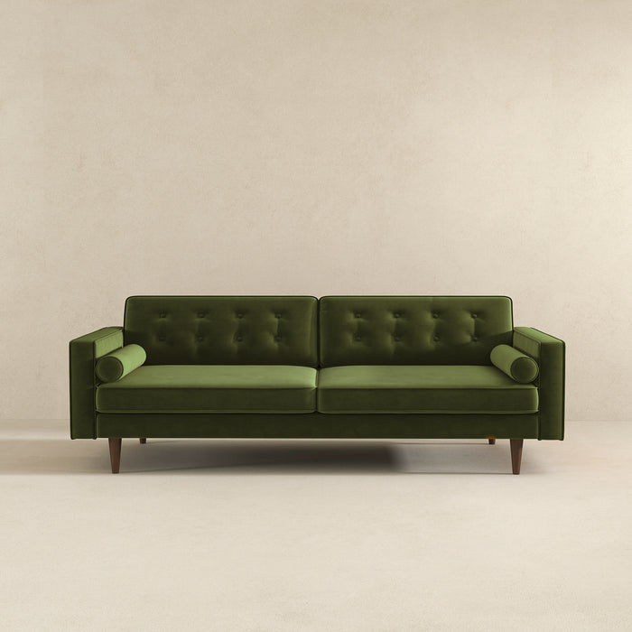Casey Tufted Back Olive Green Velvet Upholstered Sofa