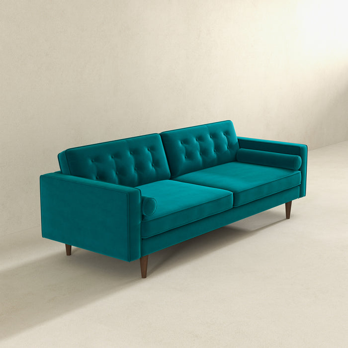 Casey Tufted Back Teal Velvet Upholstered Sofa