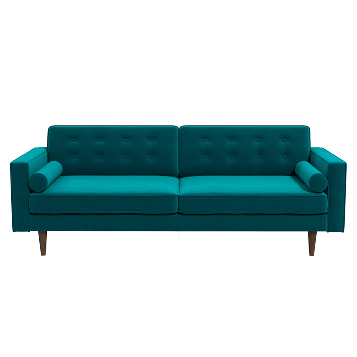 Casey Tufted Back Teal Velvet Upholstered Sofa