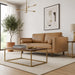 Catherine Mid-Century Modern Genuine Tan Leather Loveseat | Ashcroft Imports Furniture