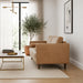 Catherine Mid-Century Modern Genuine Tan Leather Loveseat | Ashcroft Imports Furniture