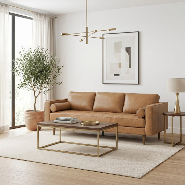 Catherine Genuine Tan Leather Sofa