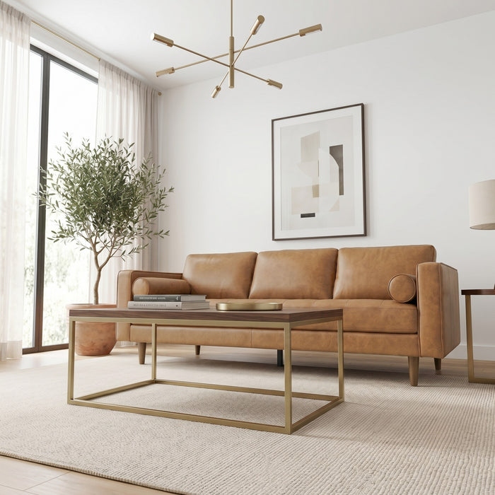 Catherine Genuine Tan Leather Sofa