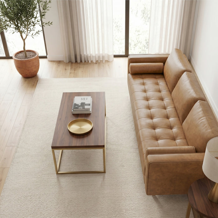 Catherine Genuine Tan Leather Sofa