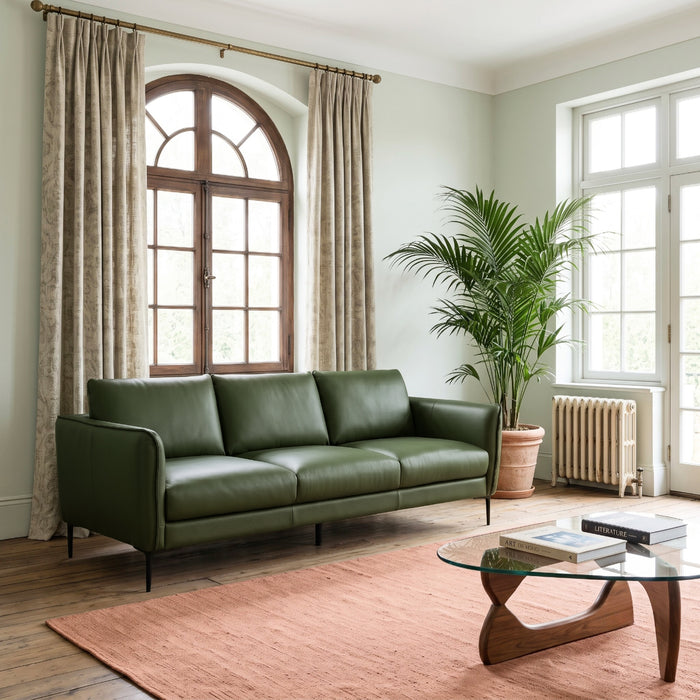 Cooperstown Comfortable Mid-Century Modern Leather Sofa with Removable Cushions | Ashcroft Imports Furniture