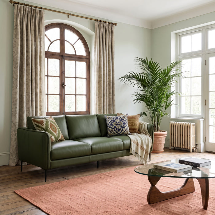 Cooperstown Comfortable Mid-Century Modern Leather Sofa with Removable Cushions | Ashcroft Imports Furniture