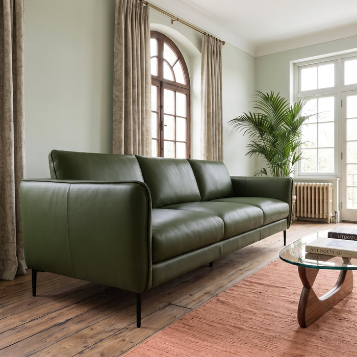 Cooperstown Comfortable Mid-Century Modern Leather Sofa with Removable Cushions | Ashcroft Imports Furniture