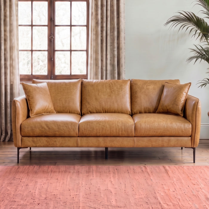 Cooperstown Comfortable Mid-Century Modern Leather Sofa with Removable Cushions | Ashcroft Imports Furniture