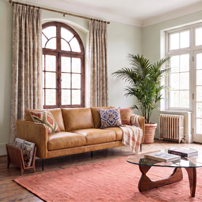 Cooperstown Comfortable Mid-Century Modern Leather Sofa with Removable Cushions | Ashcroft Imports Furniture