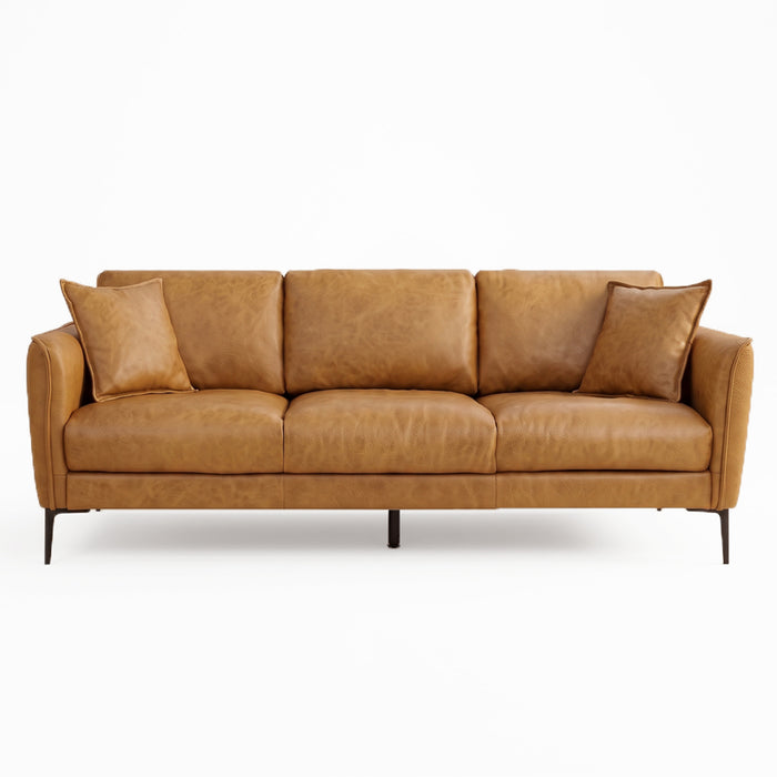 Cooperstown Comfortable Mid-Century Modern Leather Sofa with Removable Cushions | Ashcroft Imports Furniture