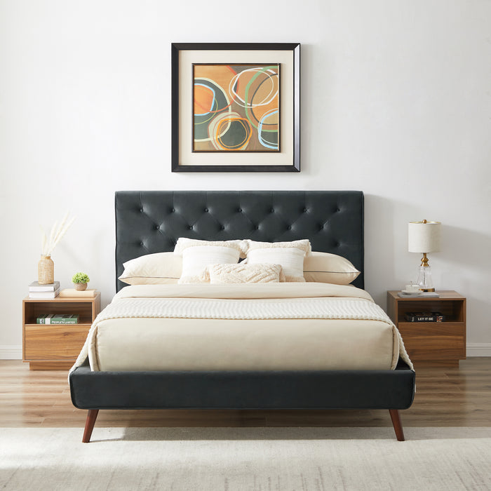 Dillon Mid-Century Modern Velvet Upholstered Queen Platform Bed | Ashcroft Imports Furniture