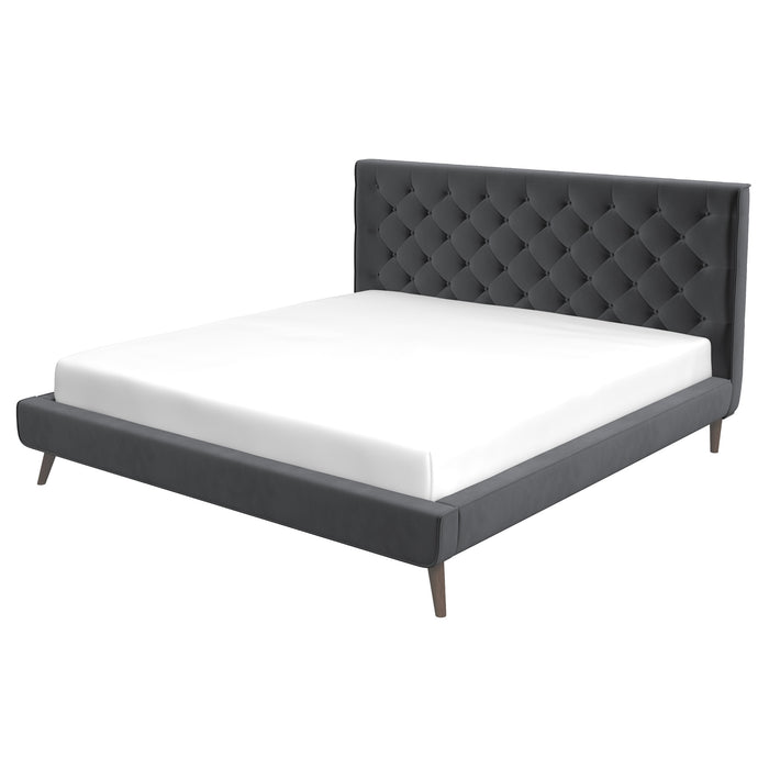 Dillon Mid-Century Modern Velvet Upholstered Platform Bed | Ashcroft Imports Furniture