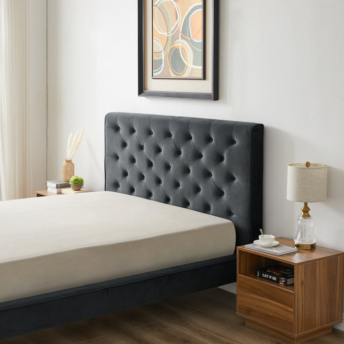 Dillon Mid-Century Modern Velvet Upholstered Queen Platform Bed | Ashcroft Imports Furniture