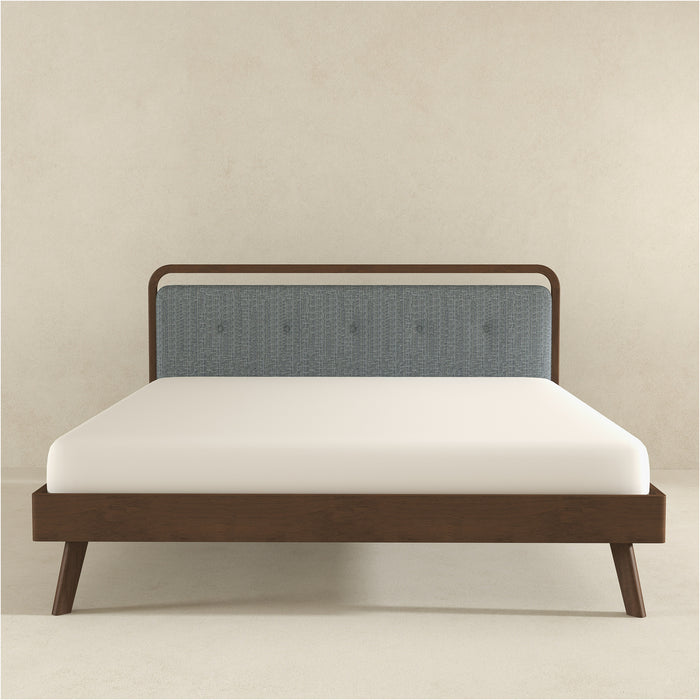 Divan Solid Wood King Bed with Fabric Upholstered Headboard