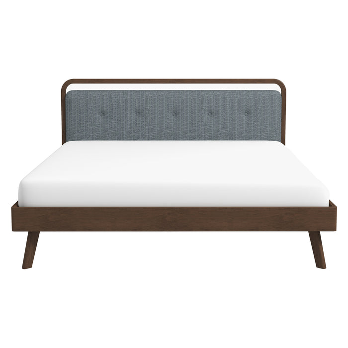 Divan Solid Wood King Bed with Fabric Upholstered Headboard