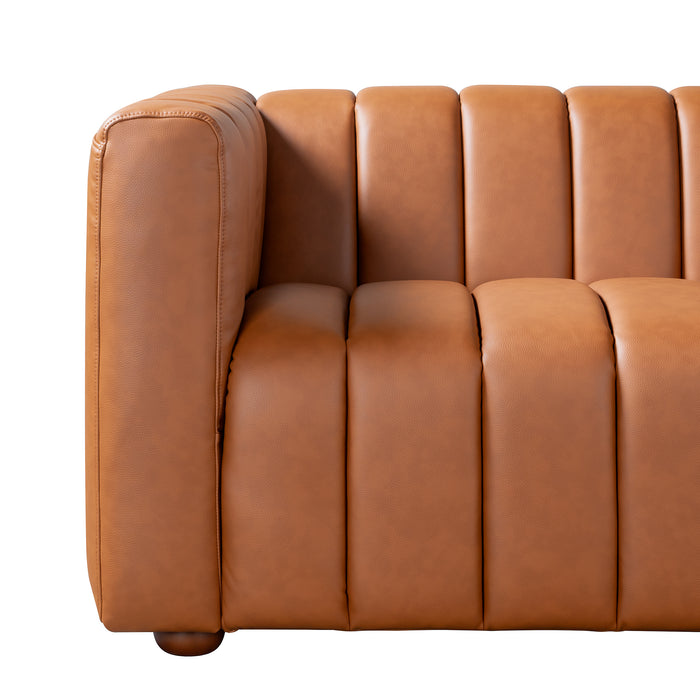 Harrison Mid-Century Modern Cognac Top-Grain Leather Sofa | Ashcroft Imports Furniture