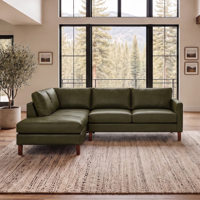 Juno L-Shaped Top Grain Leather Sofa and Chaise Lounge with Solid Wood Legs | Ashcroft Imports Furniture