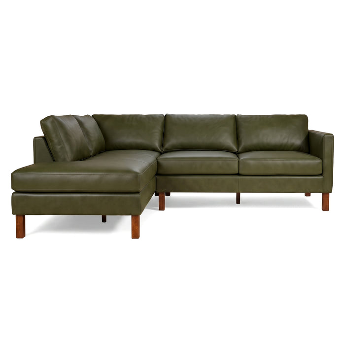 Juno L-Shaped Top Grain Leather Sofa and Chaise Lounge with Solid Wood Legs | Ashcroft Imports Furniture