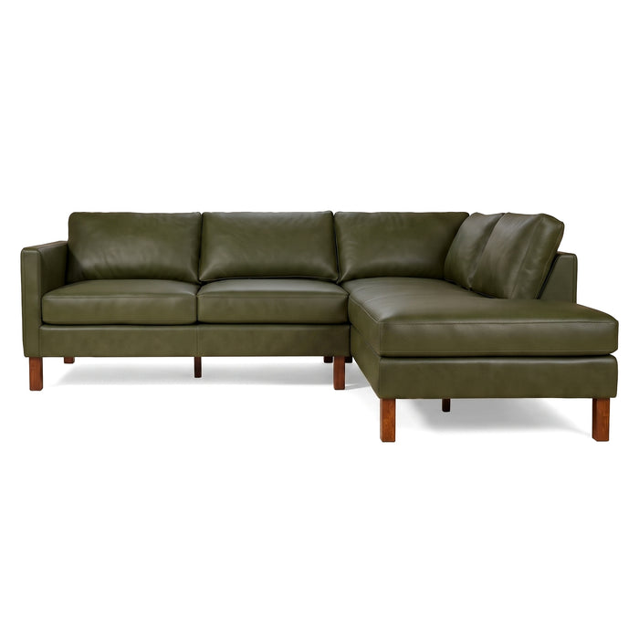 Juno L-Shaped Top Grain Leather Sofa and Chaise Lounge with Solid Wood Legs | Ashcroft Furniture Imports