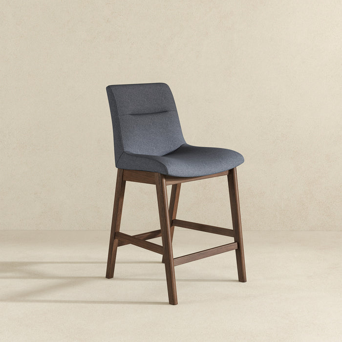 Langlade Fabric Upholstered Counter Stool in Gray (Set of 2)