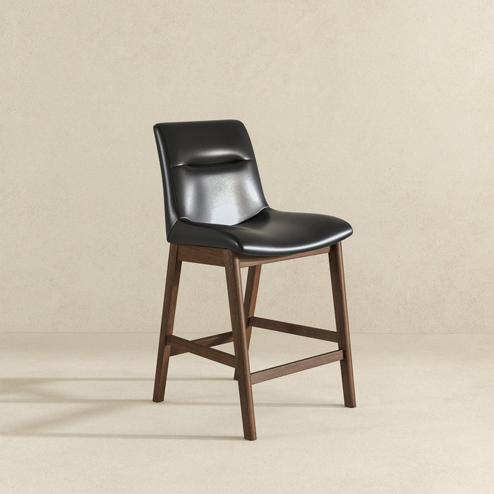 Langlade Leather Upholstered Counter Stool in Black (Set of 2)