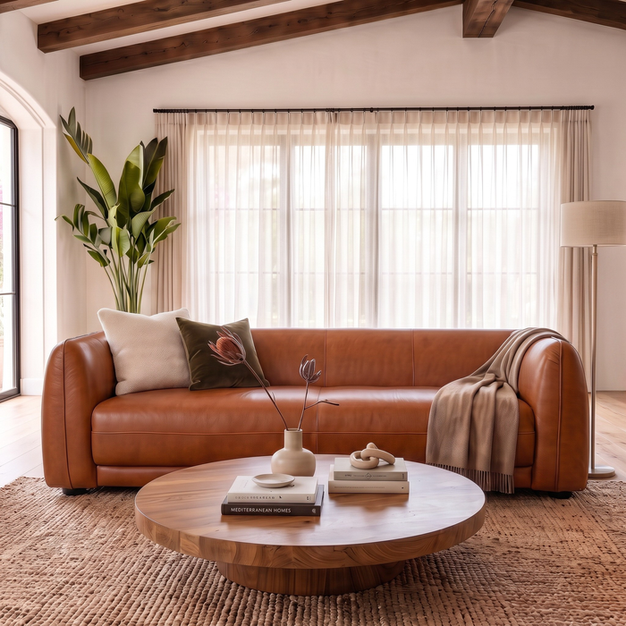 Maine Durable Top-Grain Leather 3-Seater Sofa with Solid Wood Legs | Ashcroft Imports Furniture