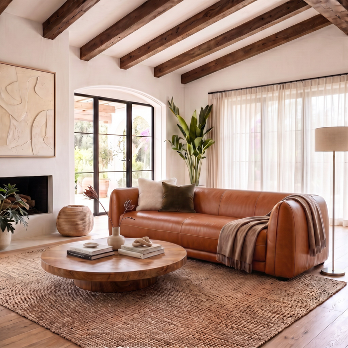 Maine Durable Top-Grain Leather 3-Seater Sofa with Solid Wood Legs | Ashcroft Imports Furniture