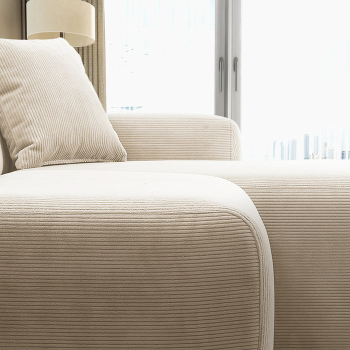 Mar Right-Facing Cream Corduroy Sectional Sofa | Ashcroft Imports Furniture