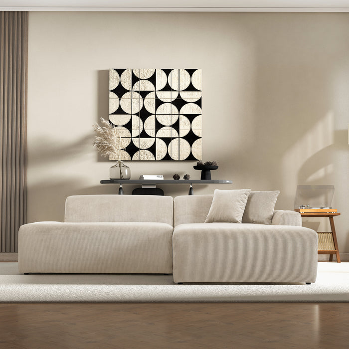 Mar Right-Facing Cream Corduroy Sectional Sofa | Ashcroft Imports Furniture