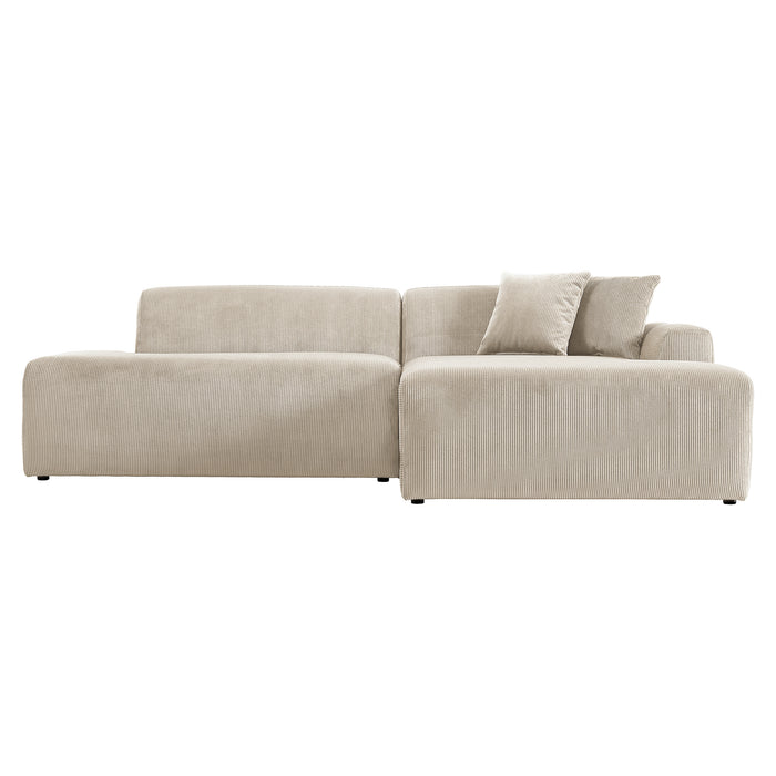 Mar Right-Facing Cream Corduroy Sectional Sofa | Ashcroft Imports Furniture