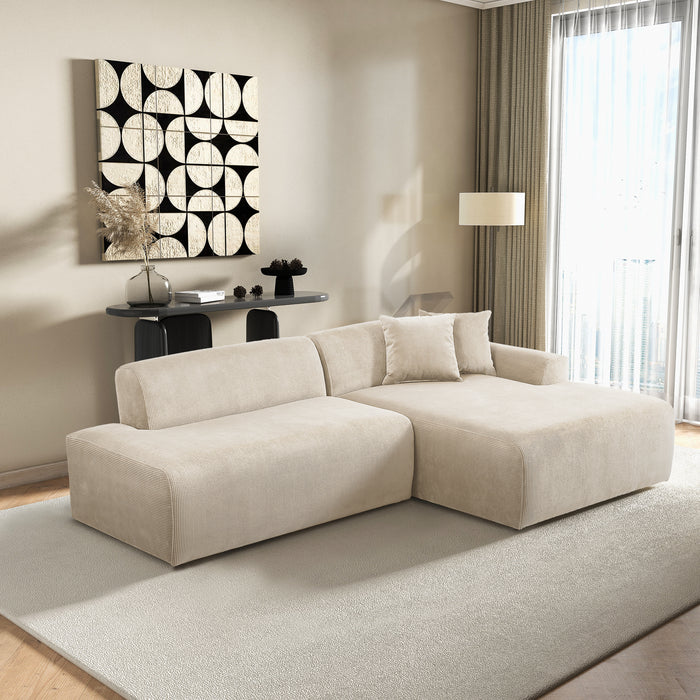 Mar Right-Facing Cream Corduroy Sectional Sofa | Ashcroft Imports Furniture