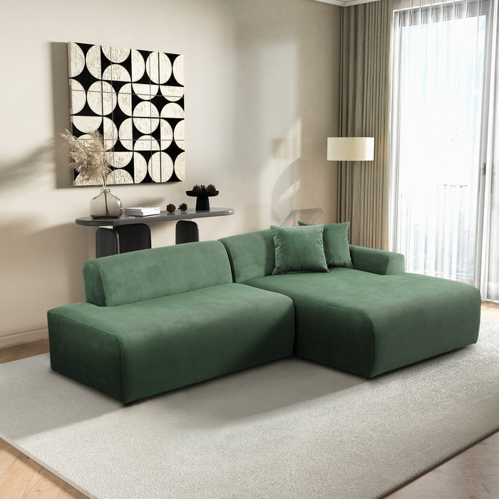 Mar Right-Facing Green Corduroy Sectional Sofa | Ashcroft Imports Furniture