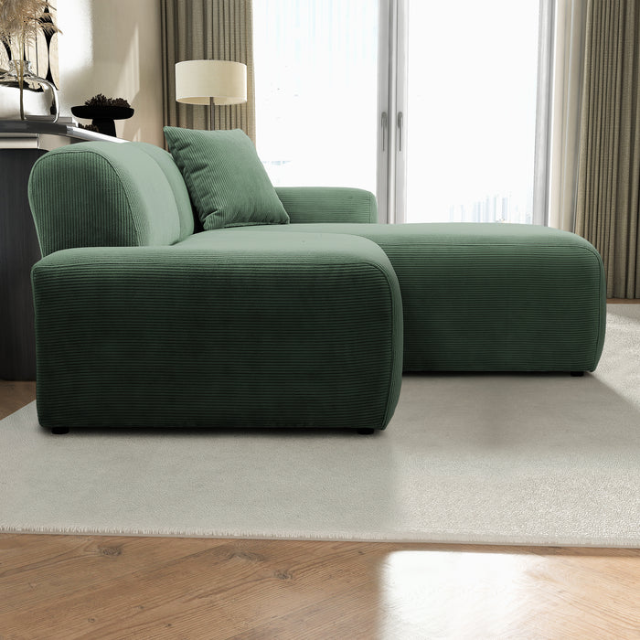 Mar Right-Facing Green Corduroy Sectional Sofa | Ashcroft Imports Furniture