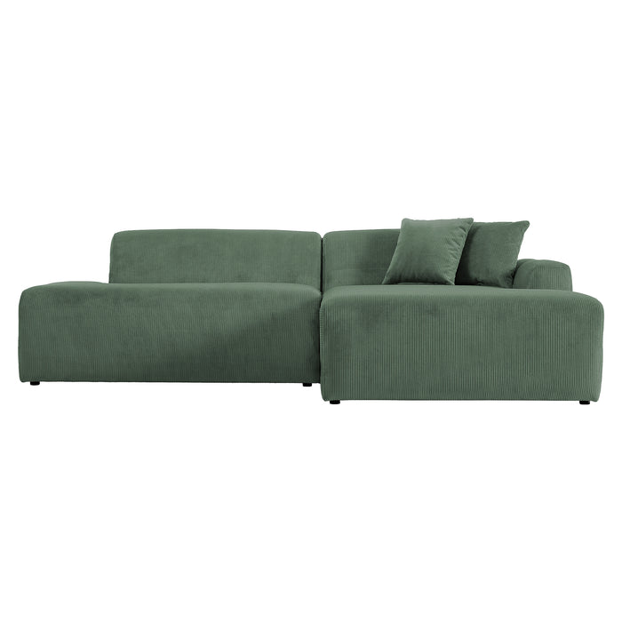Mar Right-Facing Green Corduroy Sectional Sofa | Ashcroft Imports Furniture