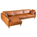 Monroe Mid-Century Modern Cognac Vegan Leather Left Sectional Sofa | Ashcort Imports Furniture