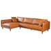 Monroe Mid-Century Modern Cognac Vegan Leather Left Sectional Sofa | Ashcort Imports Furniture