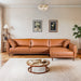 Monroe Mid-Century Modern Cognac Vegan Leather Right Sectional Sofa | Ashcroft Imports Furniture