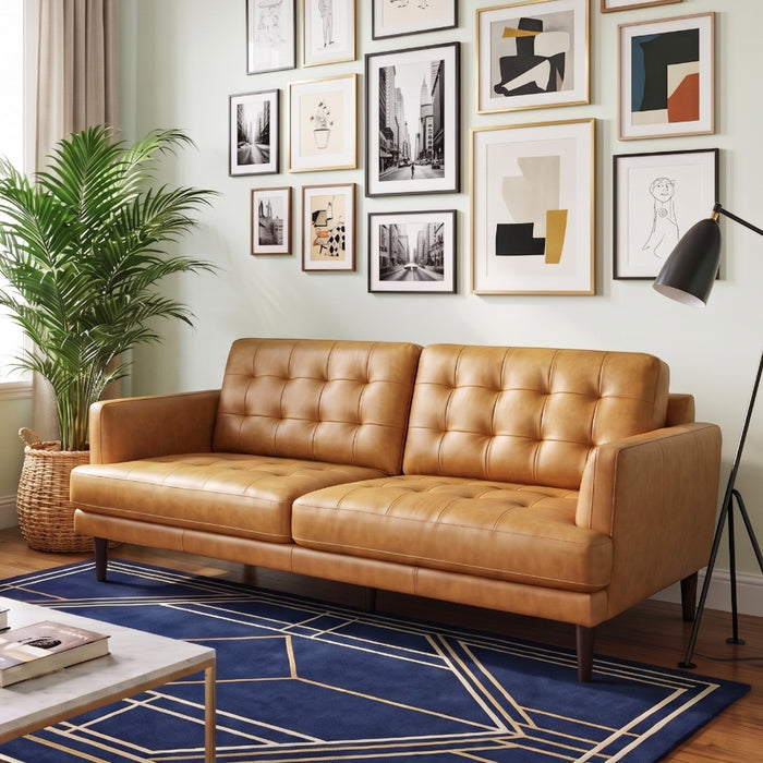 Montana Modern Minimalist 3-Seater Top-Grain Leather Sofa with Solid Wood Legs | Ashcroft Imports Furniture