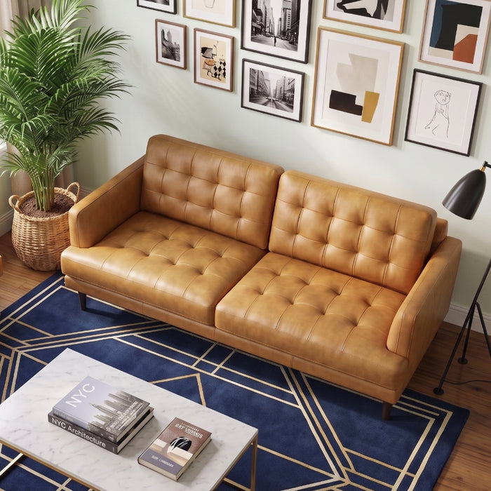 Montana Modern Minimalist 3-Seater Top-Grain Leather Sofa with Solid Wood Legs | Ashcroft Imports Furniture