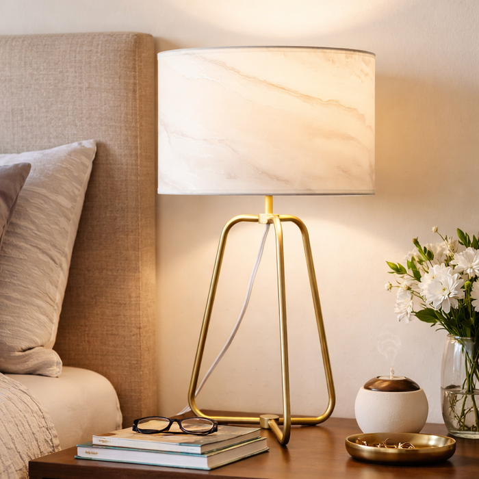 Optima Marble Lampshade Table Lamp - Bronze