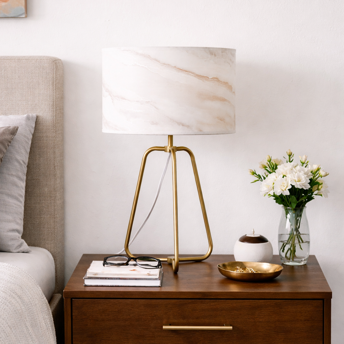 Optima Marble Lampshade Table Lamp - Bronze