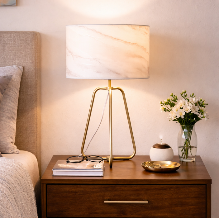 Optima Marble Lampshade Table Lamp - Bronze