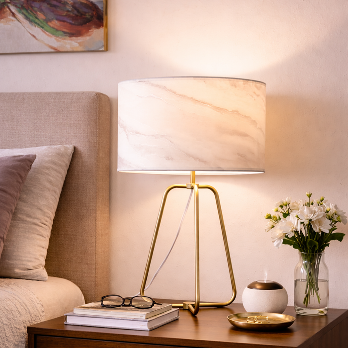 Optima Marble Lampshade Table Lamp - Bronze